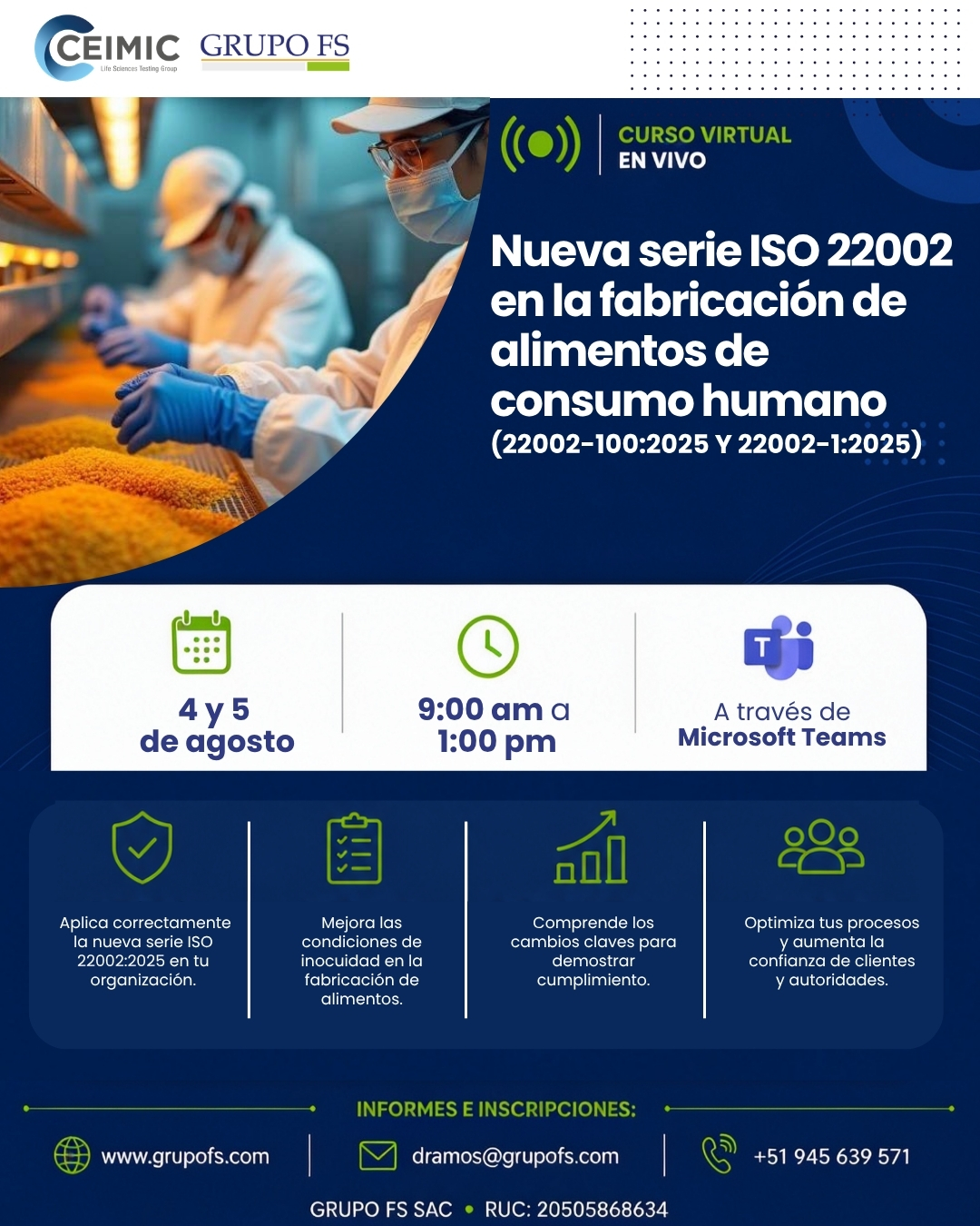 NUEVA SERIE ISO 22002 EN LA FABRICACIóN DE ALIMENTOS DE CONSUMO HUMANO (22002- 100:2025 Y 22002-1:2025)